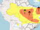 Imagem mostra o mapa do Brasil sob alerta amarelo e laranja do Inmet, com possibilidade de chuvas intensas no estado do nordeste brasileiro