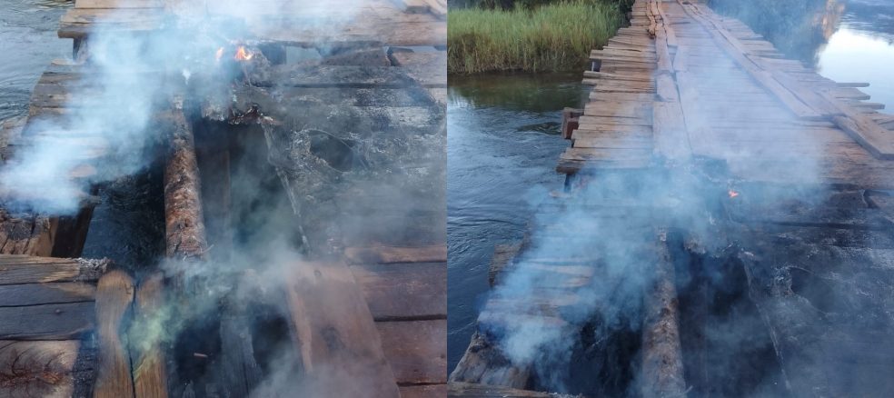 Ponte sobre o Rio Sapão no povoado de São Marcelo é destruída em incêndio em Formosa do Rio Preto, na Bahia