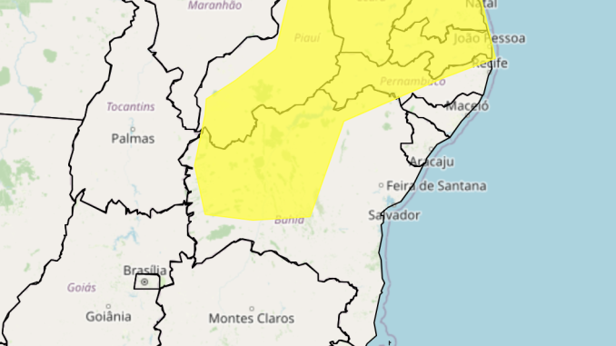 Inmet, Instituto Nacional de Meteorologia, Bahia, Alerta amarelo de vendaval, alerta amarelo de baixa umidade relativa do ar