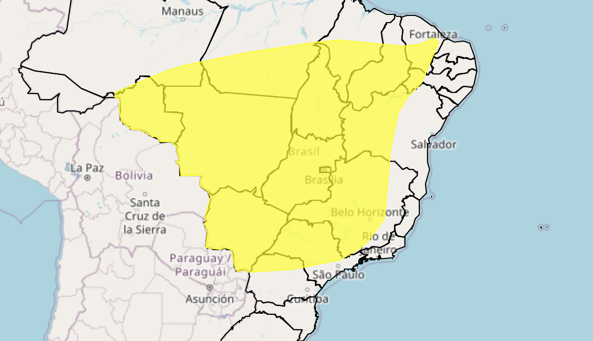 Alerta amarelo, baixa umidade relativa do ar, Bahia, Inmet