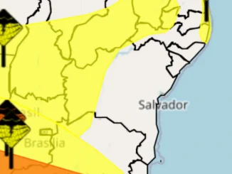 Alerta do Inmet para chuvas intensas no Oeste da Bahia foi ampliado para 40 municípios, Alerta amarelo, chuvas intensas, Inmet, Oeste da Bahia, ventos fortes
