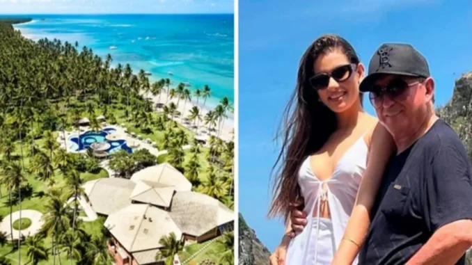 Amado Batista e esposa curtem lua de mel em resort de luxo em Morro de São Paulo, na Bahia
