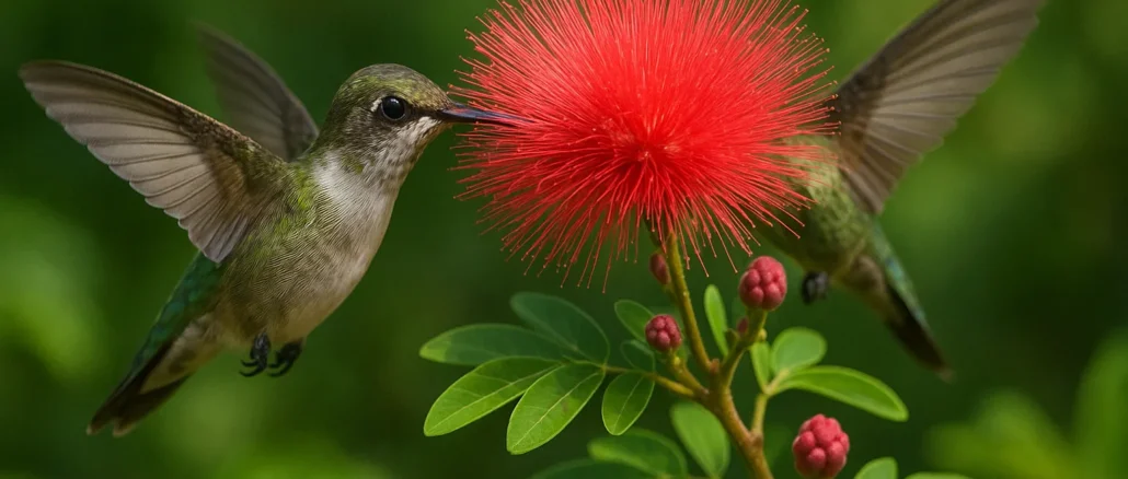 Saiba por que a Caliandra é uma das flores mais atrativas para beija-flores