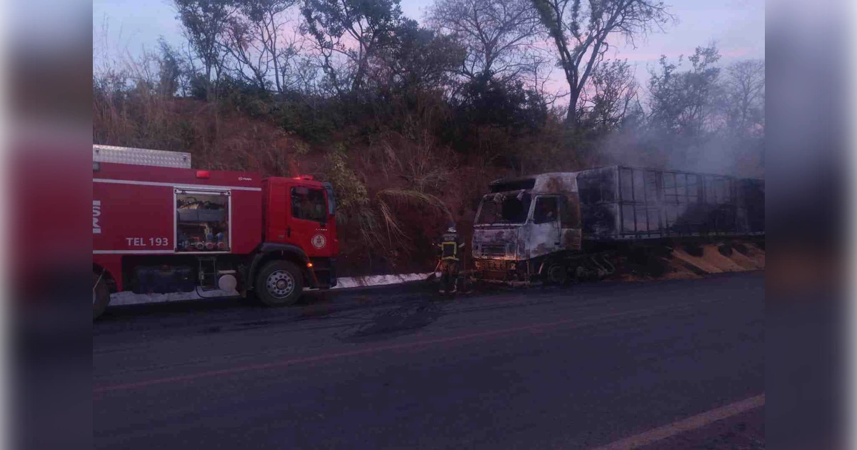 incêndio em carreta carregada com grão, BR-020, Acidente, Luís Eduardo Magalhães, Roda Velha, São Desidério, Bahia