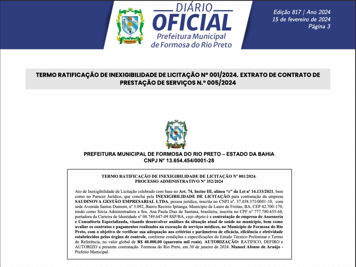 Formosa do Rio Preto, Bahia, Prefeitura Municipal
