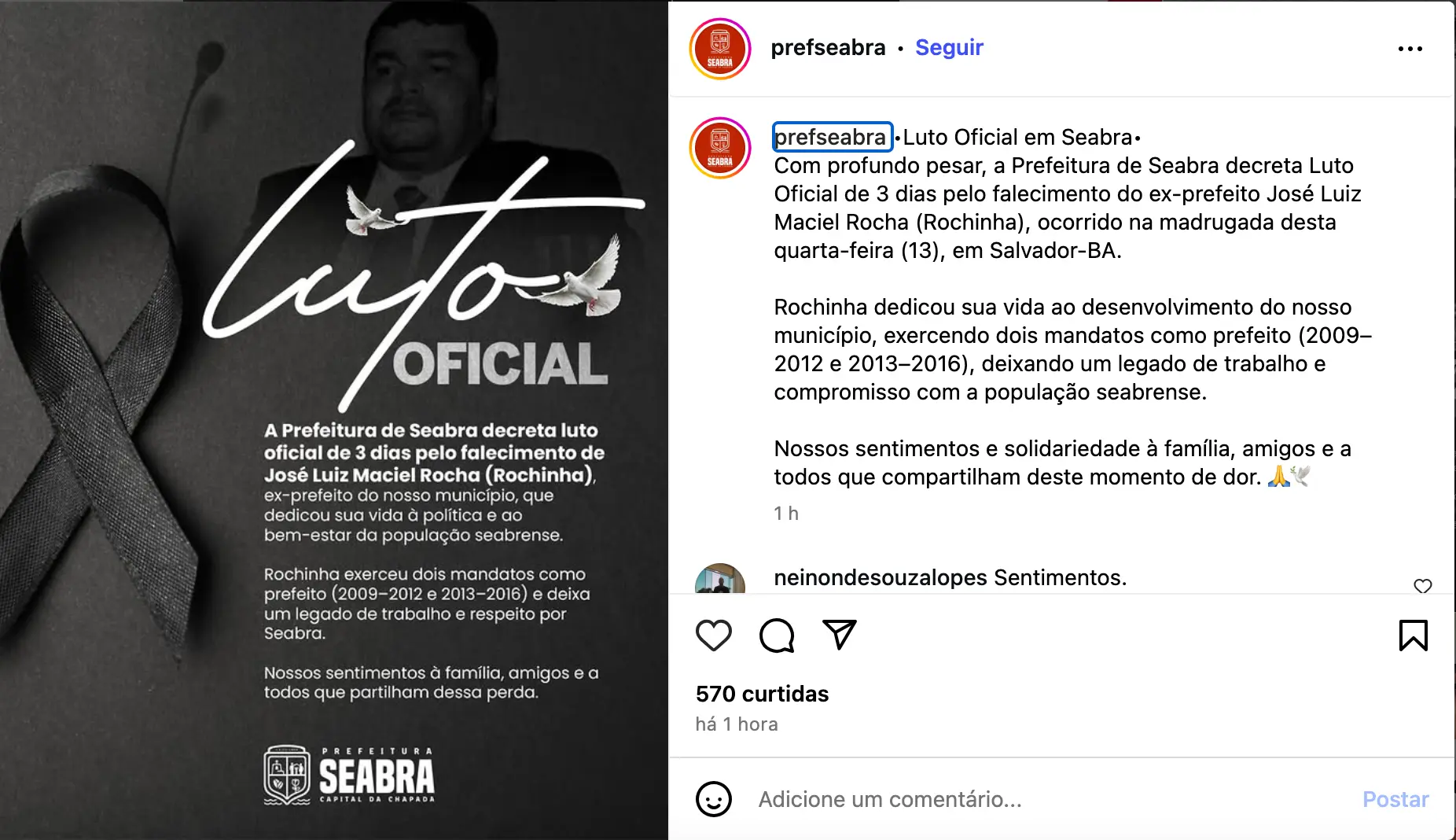 ex-prefeito de seaba, bahia, josé luiz maciel rocha