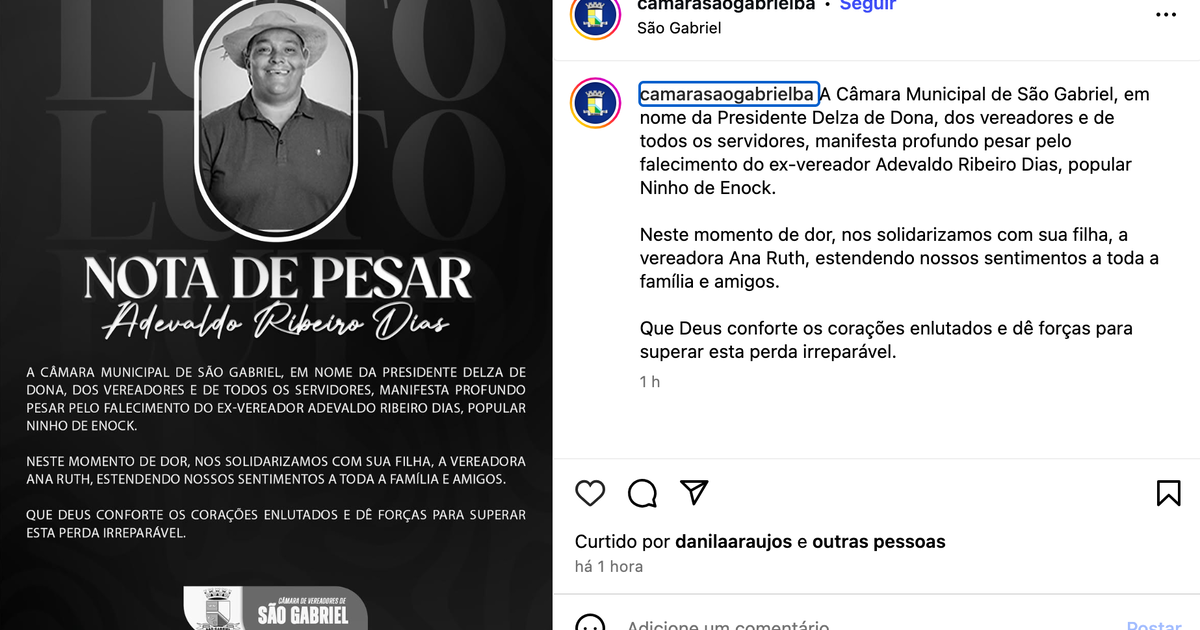 Ex-vereador São Gabriel, Adevaldo Ribeiro Dias, mais conhecido como Ninho de Enock, Bahia