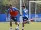 Jogadores do Bahia treinam antes de enfrentar o Fluminense no Brasileirão.