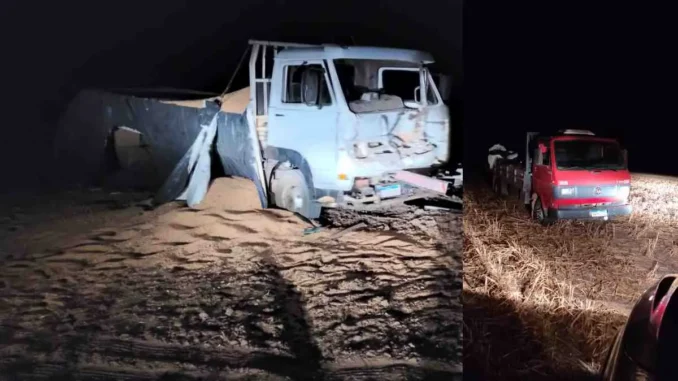 Caminhões são abandonados após roubo de soja e colisão em Formosa do Rio Preto