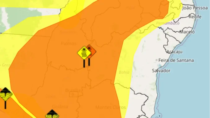 Cidades da região estão sob dois alertas do Inmet; temperaturas chegam a 40 °C