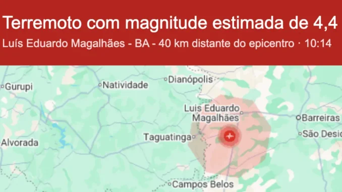 Moradores relatam tremor de terra em Luís Eduardo Magalhães, na Bahia; terremoto