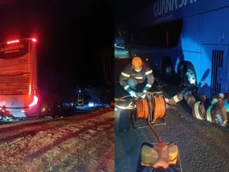 passageiro de ônibus esmado, acidente br-020, flores de goiás