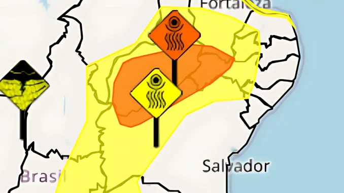 Mapa do Inmet indica alerta laranja de baixa umidade do ar em Formosa do Rio Preto, Oeste da Bahia